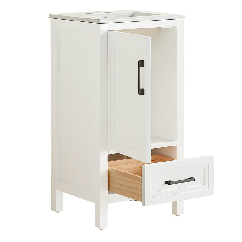 Waverley Hill  18 in. Undermount Single Sink Freestanding Light Gray/ Pale White Bath Vanity with White Refined Carrara Artificial Marble Surface