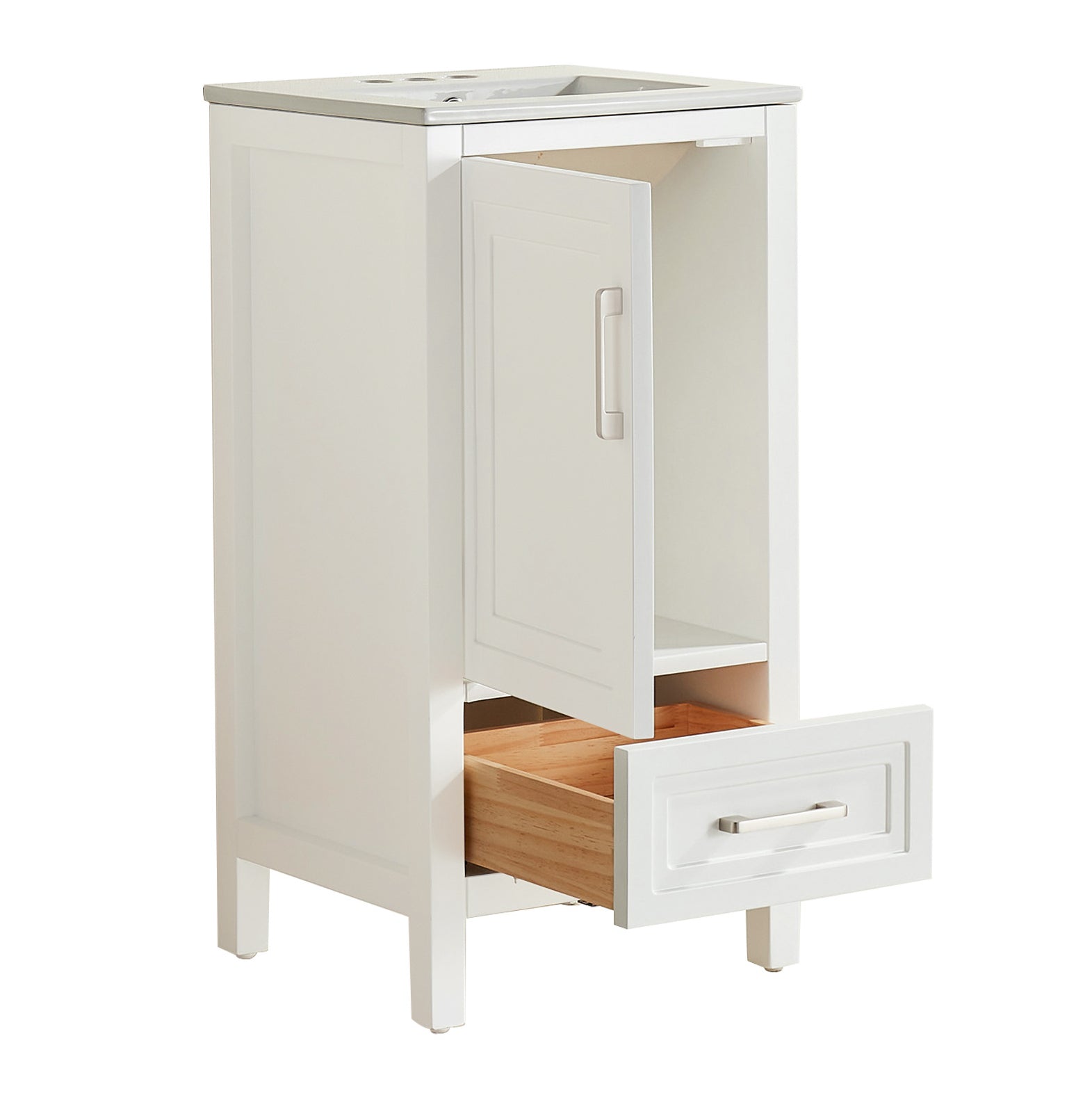 Waverley Hill  18 in. Undermount Single Sink Freestanding Light Gray/ Pale White Bath Vanity with White Refined Carrara Artificial Marble Surface