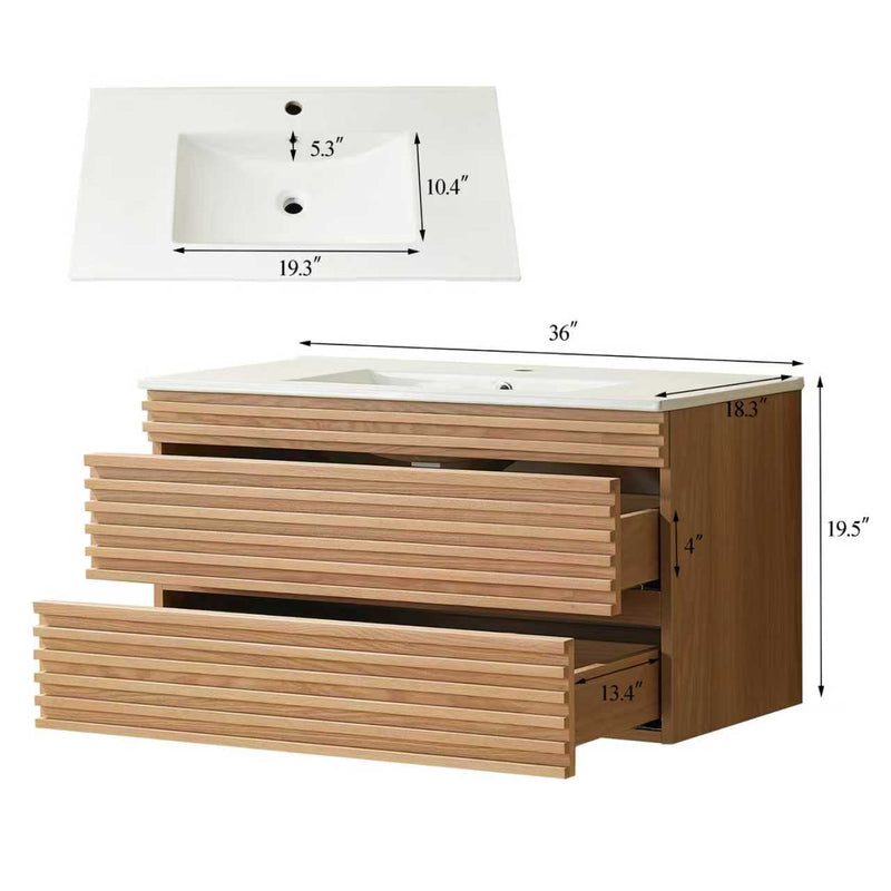 Vienna 36" Single Floating Single Basin Bathroom Cabinet Wall-Mounted