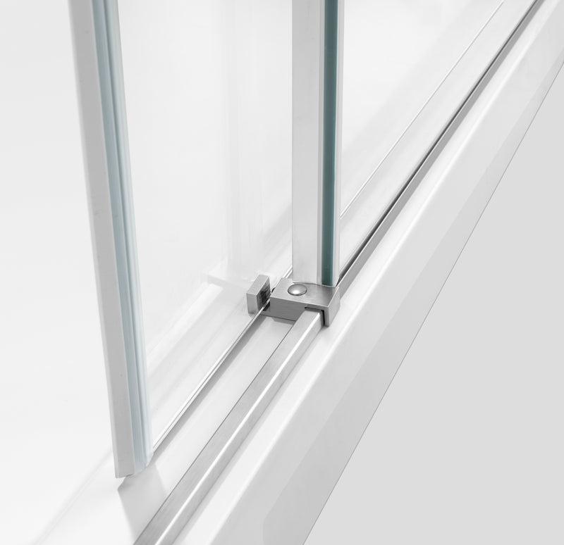 Elo 60 in. W x 78 in. H Frameless Sliding Shower Door in Stainless Steel in 5/16 in. (8 mm) Clear Glass