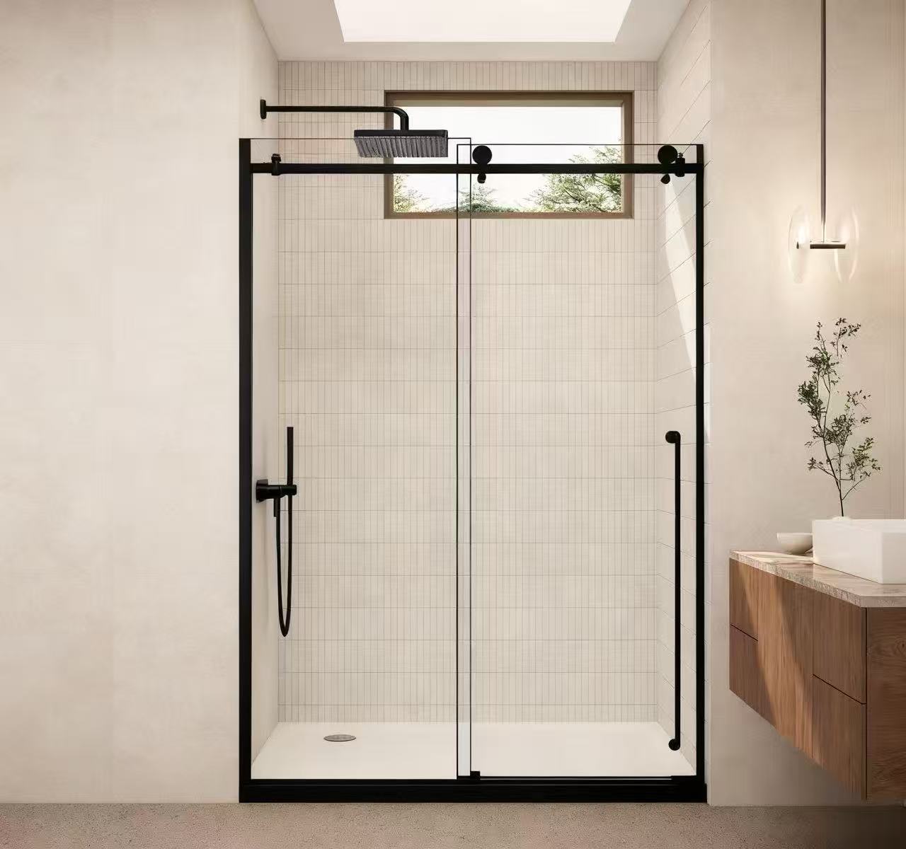 CONDRIS PRIME 60 in. W x 78 in. H Sliding Frameless Shower Door in Chrome or Matte Black with 5/16 in. Thick Tempered Glass