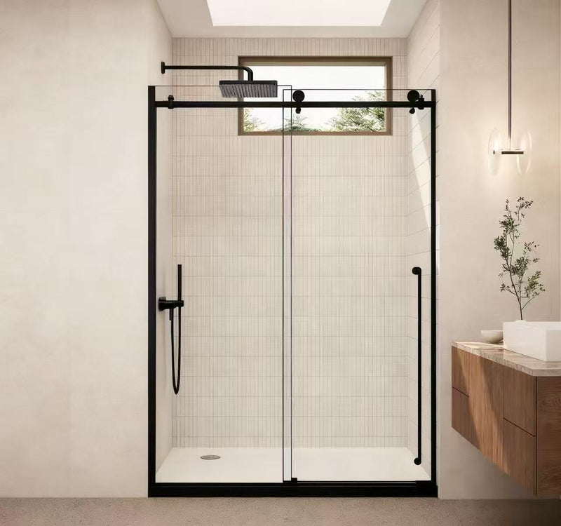 CONDRIS PRIME 60 in. W x 78 in. H Sliding Frameless Shower Door in Chrome or Matte Black with 5/16 in. Thick Tempered Glass