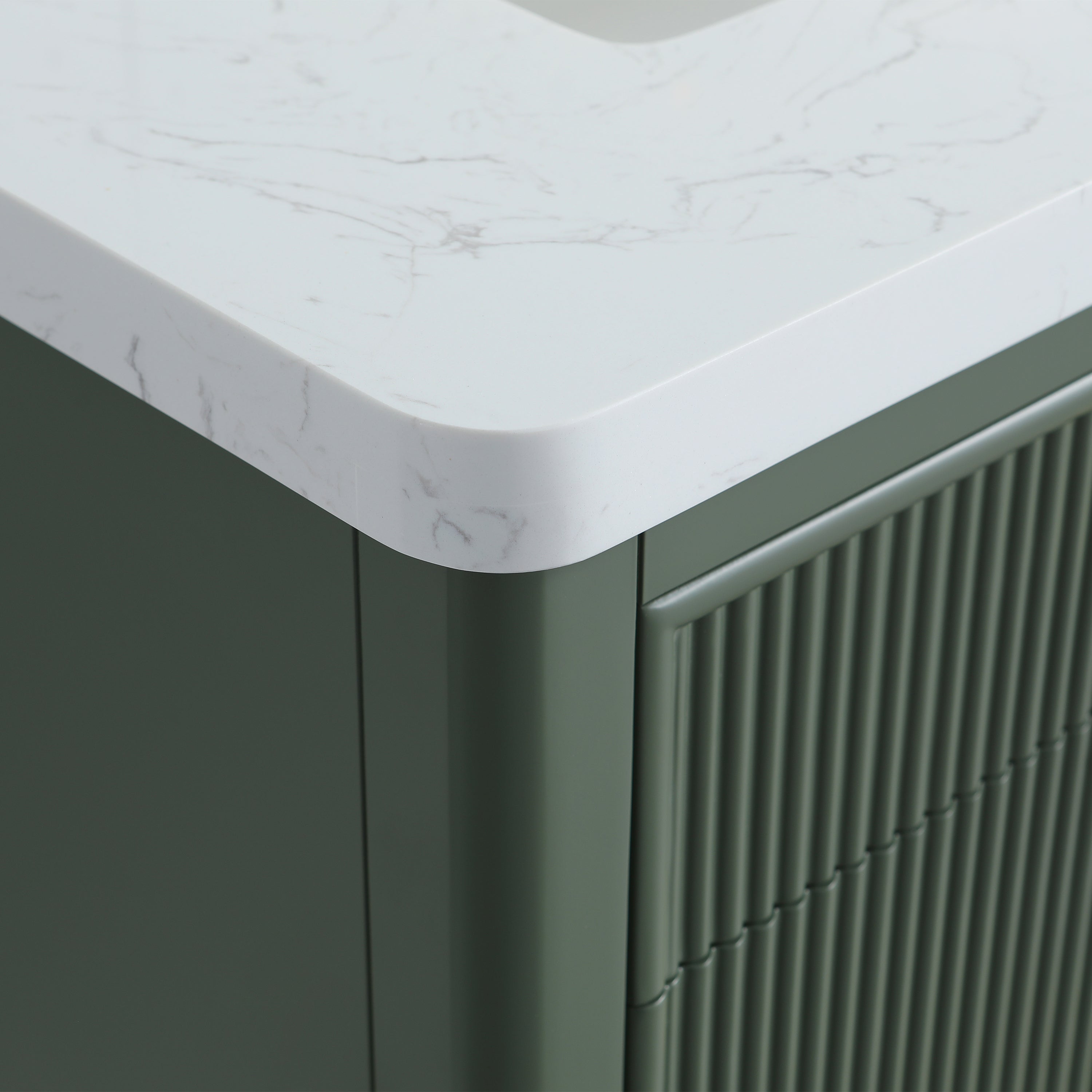 ANDREA 30 in. Pale Grey/Pine Green Free Standing White Undermount Single Sink Bath Vanity with Carrara Artificial Marble Top