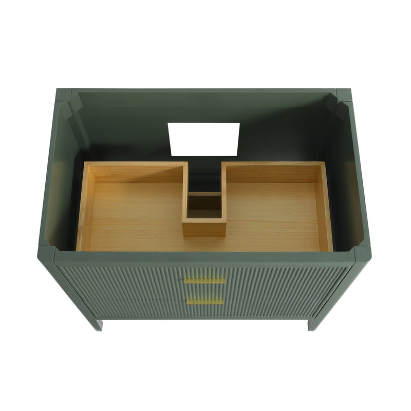 ANDREA 36 in. Pale Grey/Pine Green Free Standing White Undermount Single Sink Bath Vanity with Carrara Artificial Marble Top