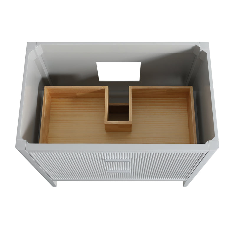 ANDREA 36 in. Pale Grey/Pine Green Free Standing White Undermount Single Sink Bath Vanity with Carrara Artificial Marble Top