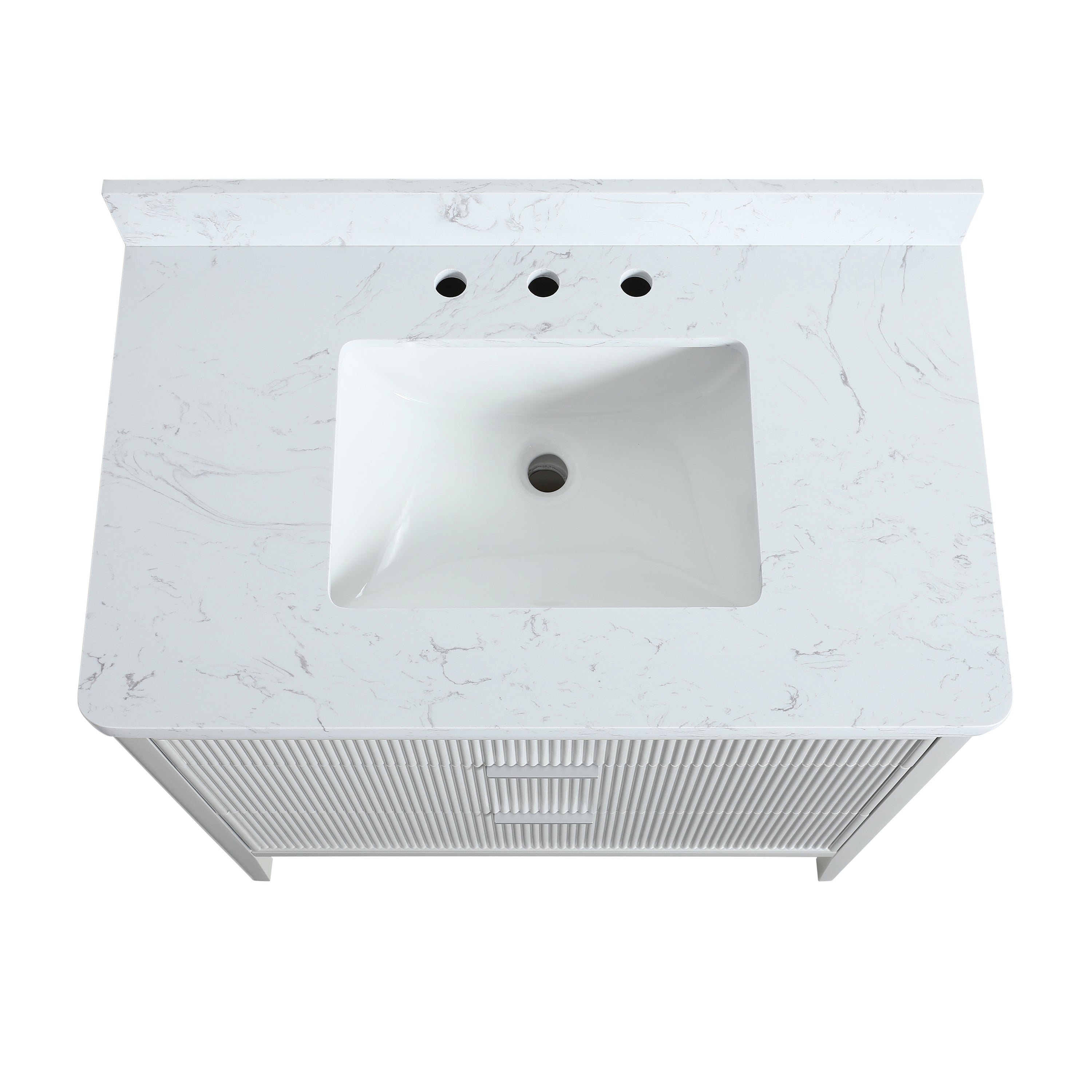 ANDREA 36 in. Pale Grey/Pine Green Free Standing White Undermount Single Sink Bath Vanity with Carrara Artificial Marble Top