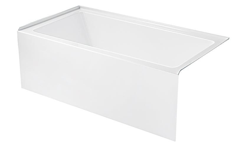 Aqua 60 in.  x 30 in. Acrylic Alcove Rectangular Deep Soaking Apron Front Soaking Bathtub with Left/Right Drain