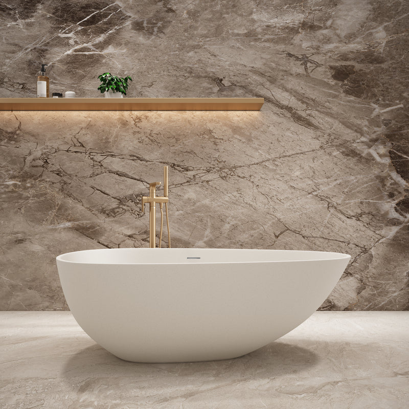 Auroba 67" x 33" Freestanding Soaking Solid Surface Bathtub