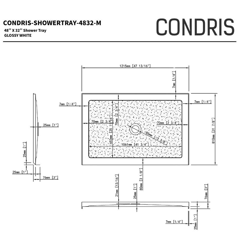 48/60 in. L x 32/36in. W Single Threshold Alcove Shower Pan Base with Left/Right/Center Drain, Anti Slippery