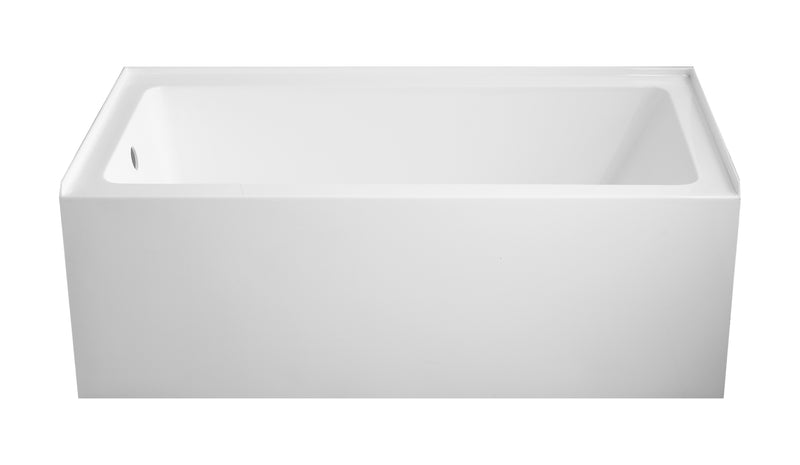 Aqua 60 in.  x 30 in. Acrylic Alcove Rectangular Deep Soaking Apron Front Soaking Bathtub with Left/Right Drain