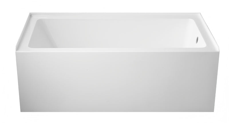 Aqua 60 in.  x 30 in. Acrylic Alcove Rectangular Deep Soaking Apron Front Soaking Bathtub with Left/Right Drain