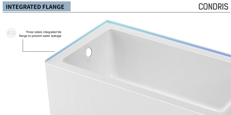 Aqua 60 in.  x 30 in. Acrylic Alcove Rectangular Deep Soaking Apron Front Soaking Bathtub with Left/Right Drain