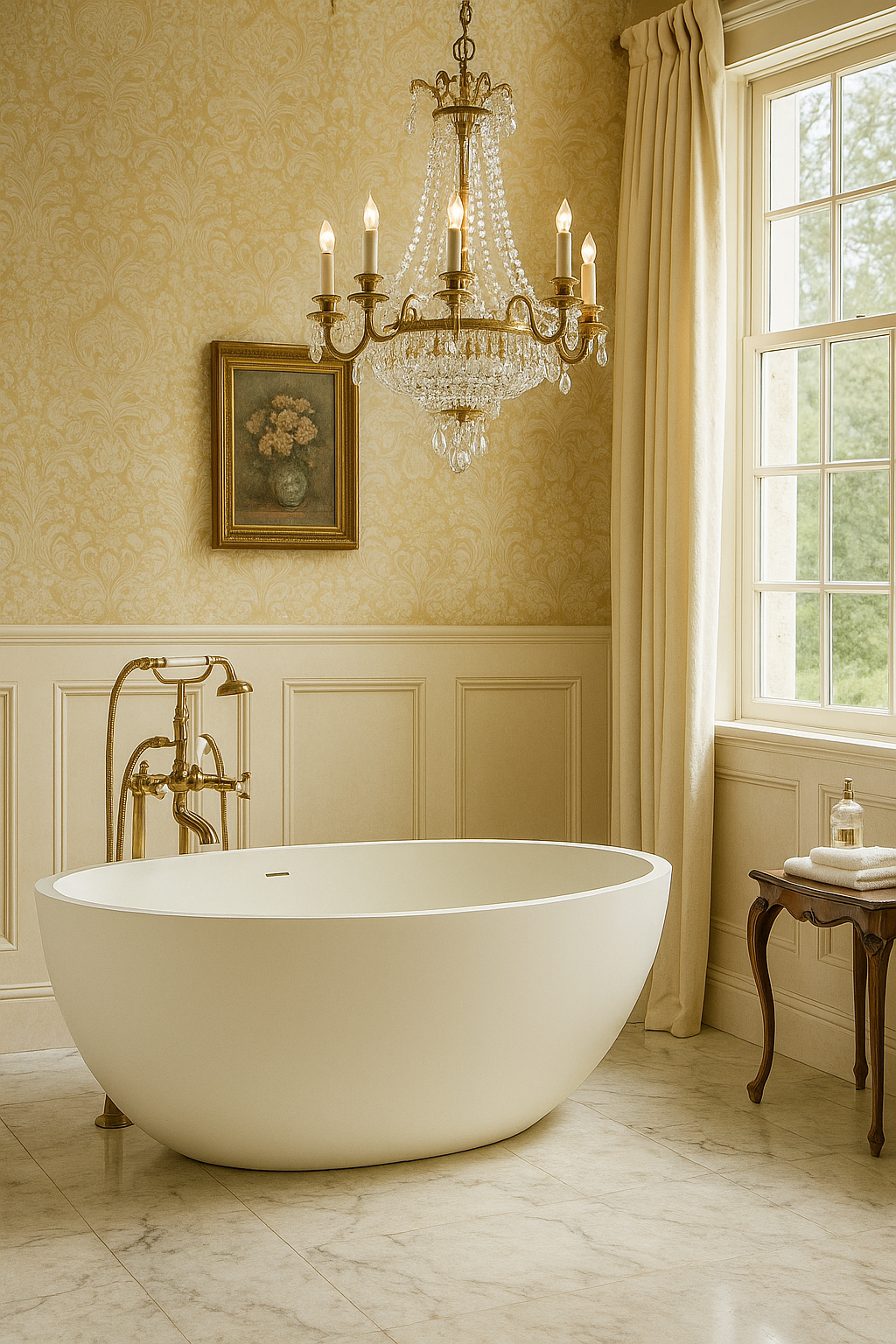 Aurora 67 in. x 33 in. Solid Surface Resin Stone Flatbottom Oval Freestanding Bathtub in Matte White