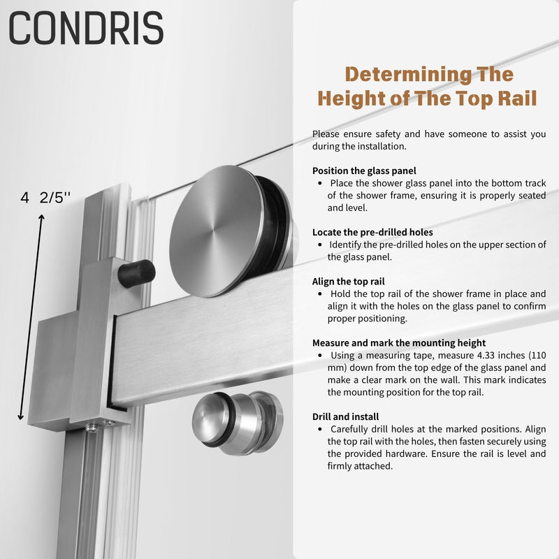 Elo 60 in. W x 78 in. H Frameless Sliding Shower Door in Stainless Steel in 5/16 in. (8 mm) Clear Glass