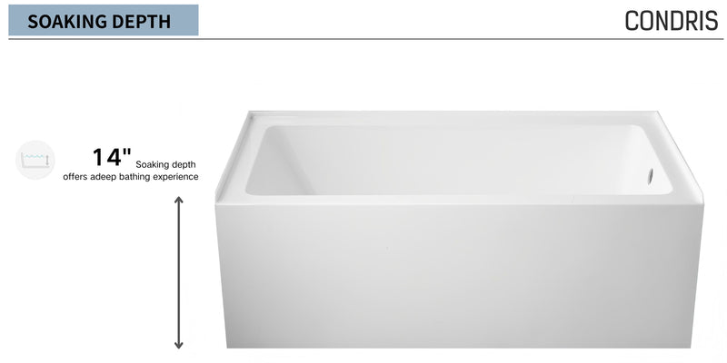 Opal 60 in. x 32 in.  Alcove Acrylic Rectangular Apron Front Soaking Bathtub with Left/Right Drain Hole