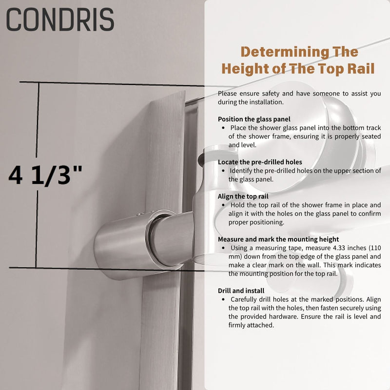 CONDRIS PRIME 60 in. W x 78 in. H Sliding Frameless Shower Door in Chrome or Matte Black with 5/16 in. Thick Tempered Glass