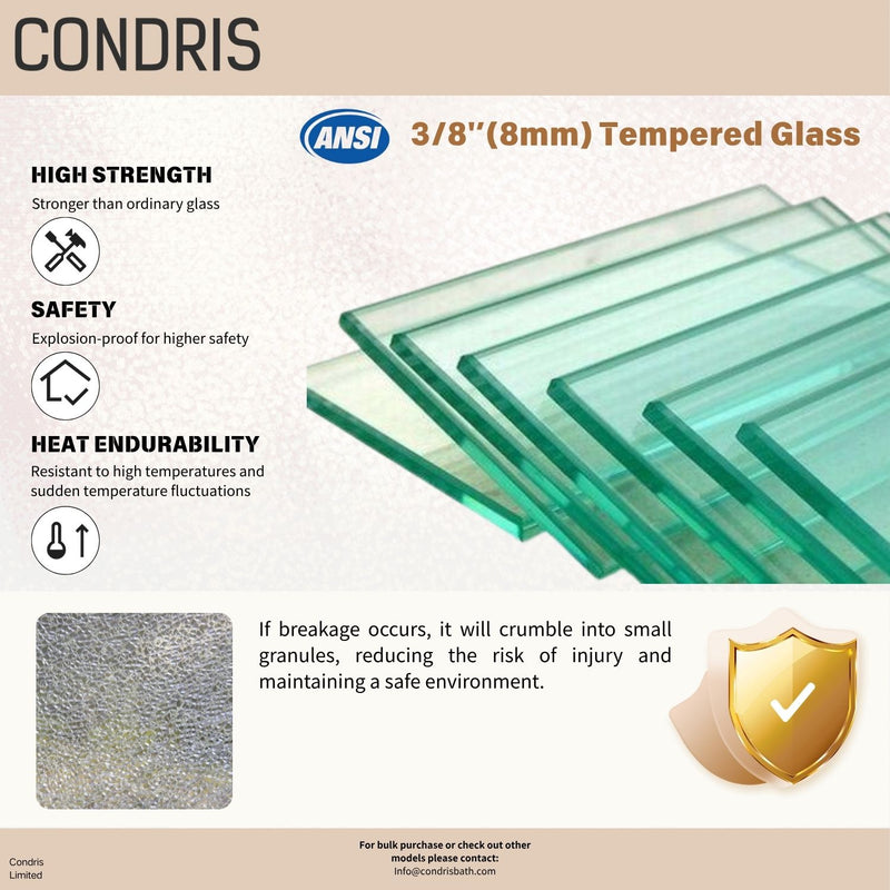 CONDRIS PRIME 60 in. W x 78 in. H Sliding Frameless Shower Door in Chrome or Matte Black with 5/16 in. Thick Tempered Glass