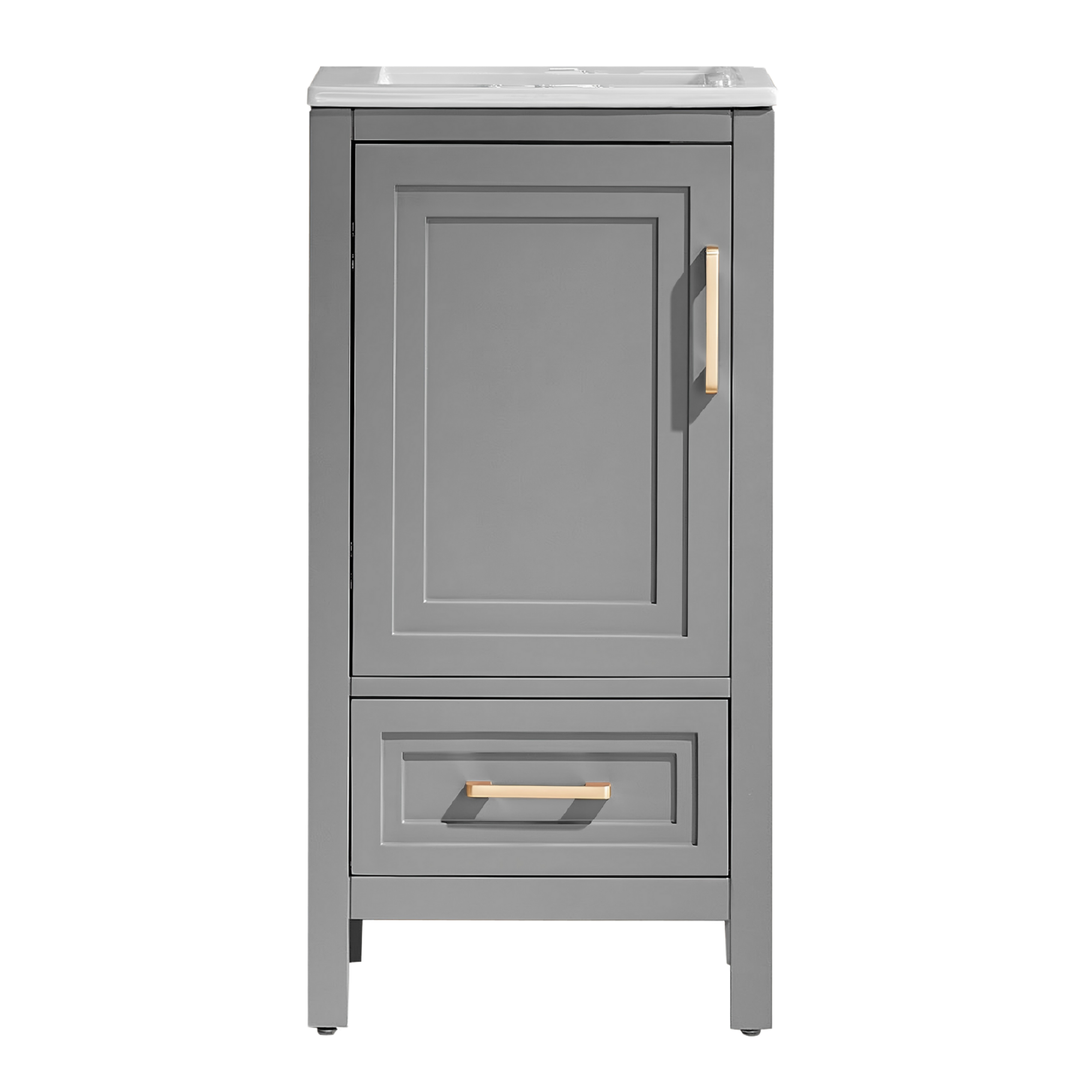 Waverley Hill  18 in. Undermount Single Sink Freestanding Light Gray/ Pale White Bath Vanity with White Refined Carrara Artificial Marble Surface