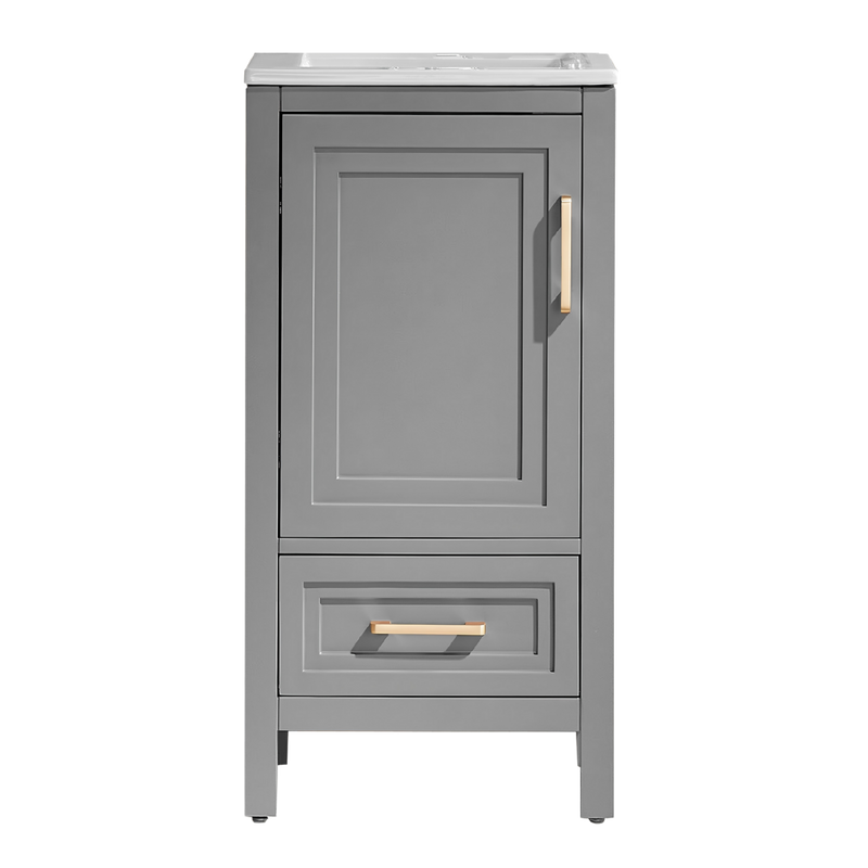 Waverley Hill  18 in. Undermount Single Sink Freestanding Light Gray/ Pale White Bath Vanity with White Refined Carrara Artificial Marble Surface