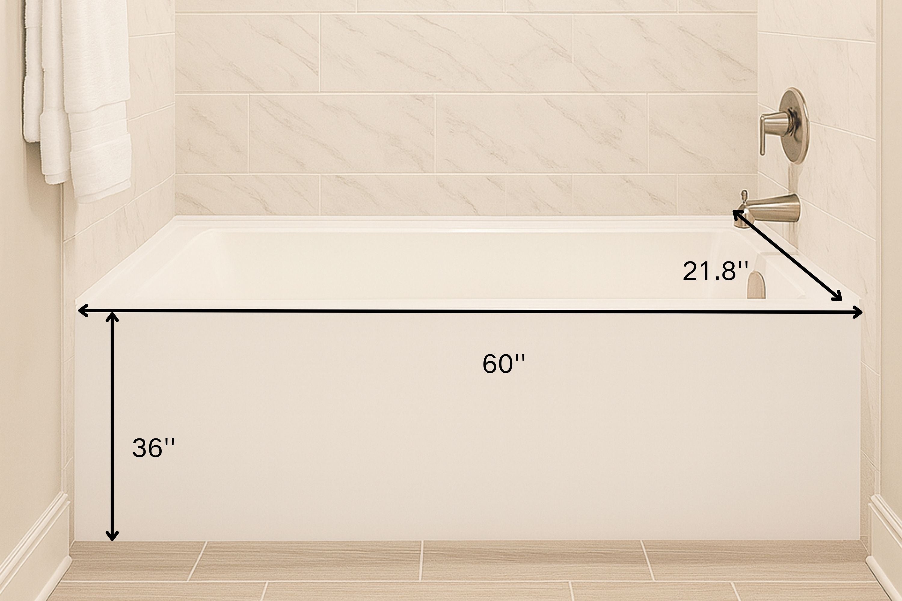 Luxe 60 in. x 36 in. Acrylic Rectangular Apron Front Soaking Bathtub with Left/Right Drain in White