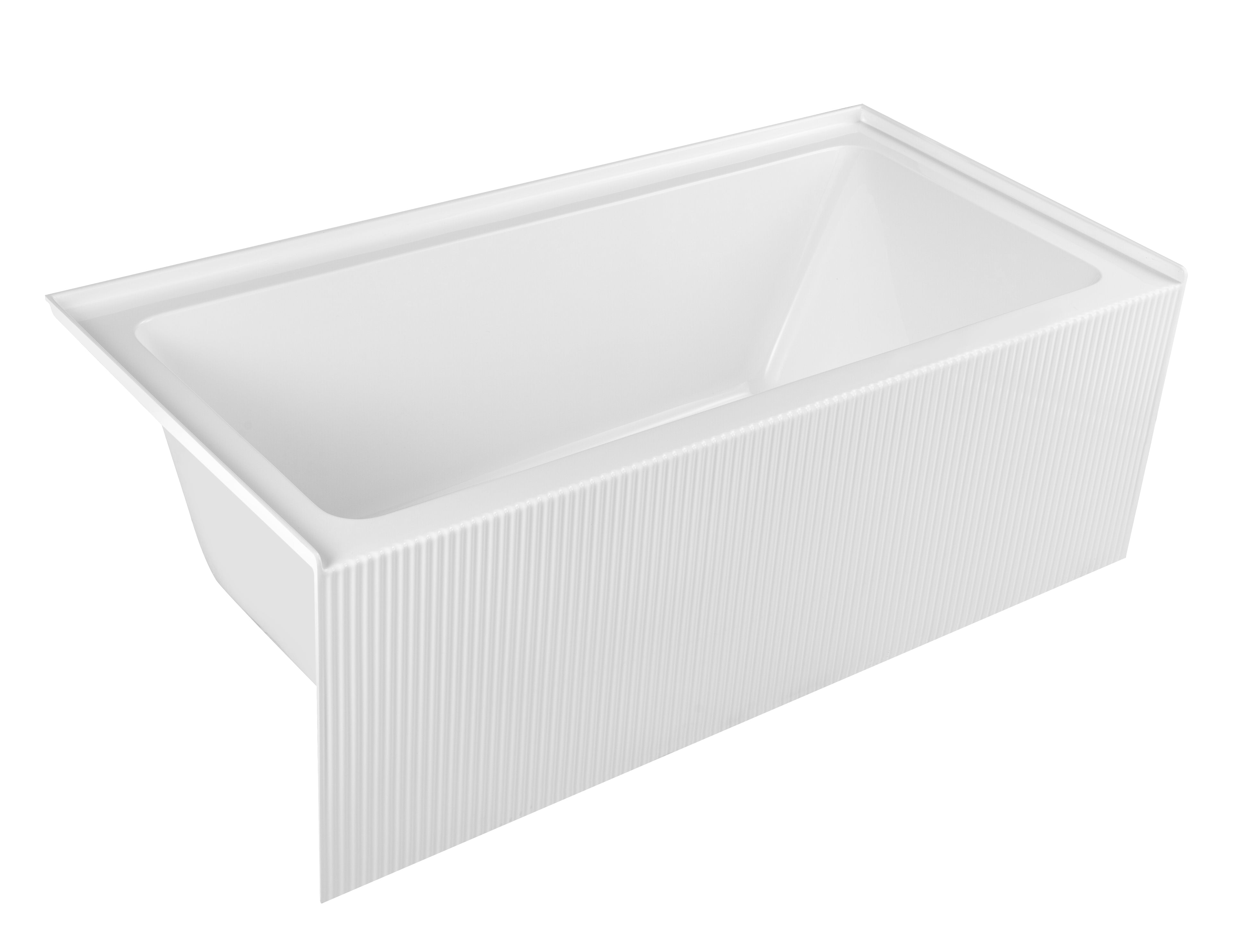 Bliss 60 in. x 32 in. Alcove Acrylic Rectangular Apron Front Soaking Bathtub with Left/Right Drain Hole