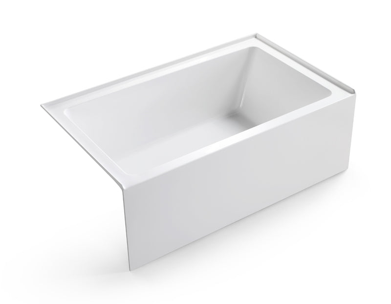 Luxe 60 in. x 36 in. Acrylic Rectangular Apron Front Soaking Bathtub with Left/Right Drain in White