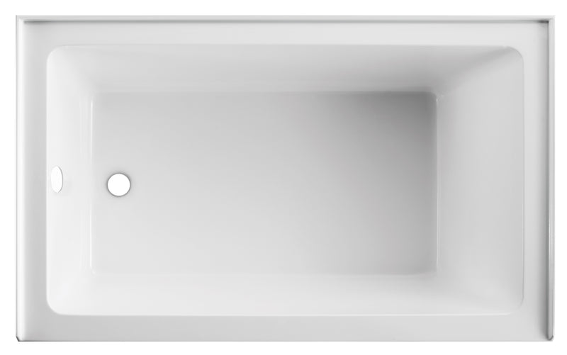 Luxe 60 in. x 36 in. Acrylic Rectangular Apron Front Soaking Bathtub with Left/Right Drain in White