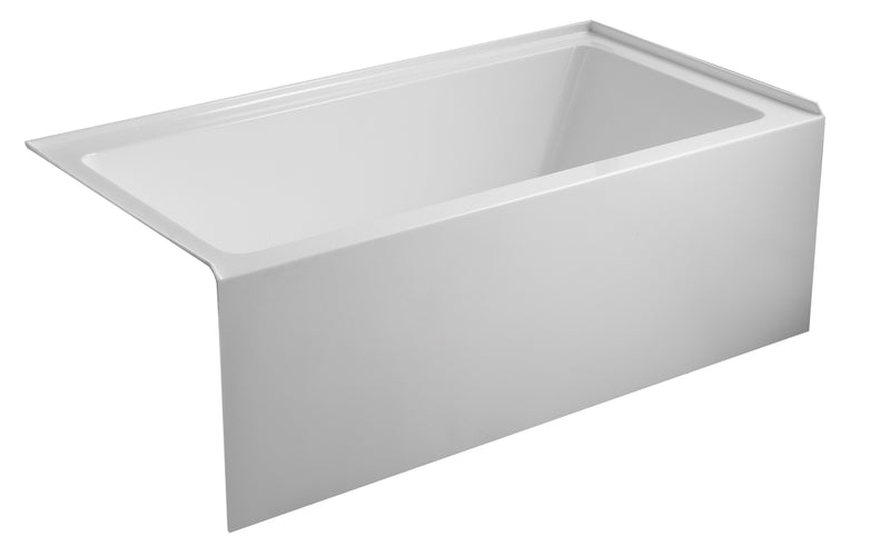 Oasis 60 in. x 32 in. Rectangular Apron Front Soaking Bathtub with Left/Right Drain in White, Anti-Slippery Flatbottom