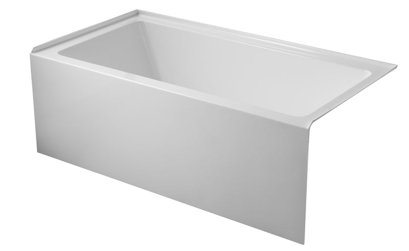 Oasis 60 in. x 32 in. Rectangular Apron Front Soaking Bathtub with Left/Right Drain in White, Anti-Slippery Flatbottom