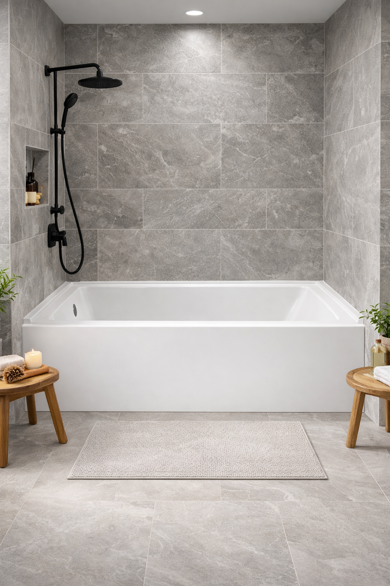 Opal 60 in. x 32 in.  Alcove Acrylic Rectangular Apron Front Soaking Bathtub with Left/Right Drain Hole