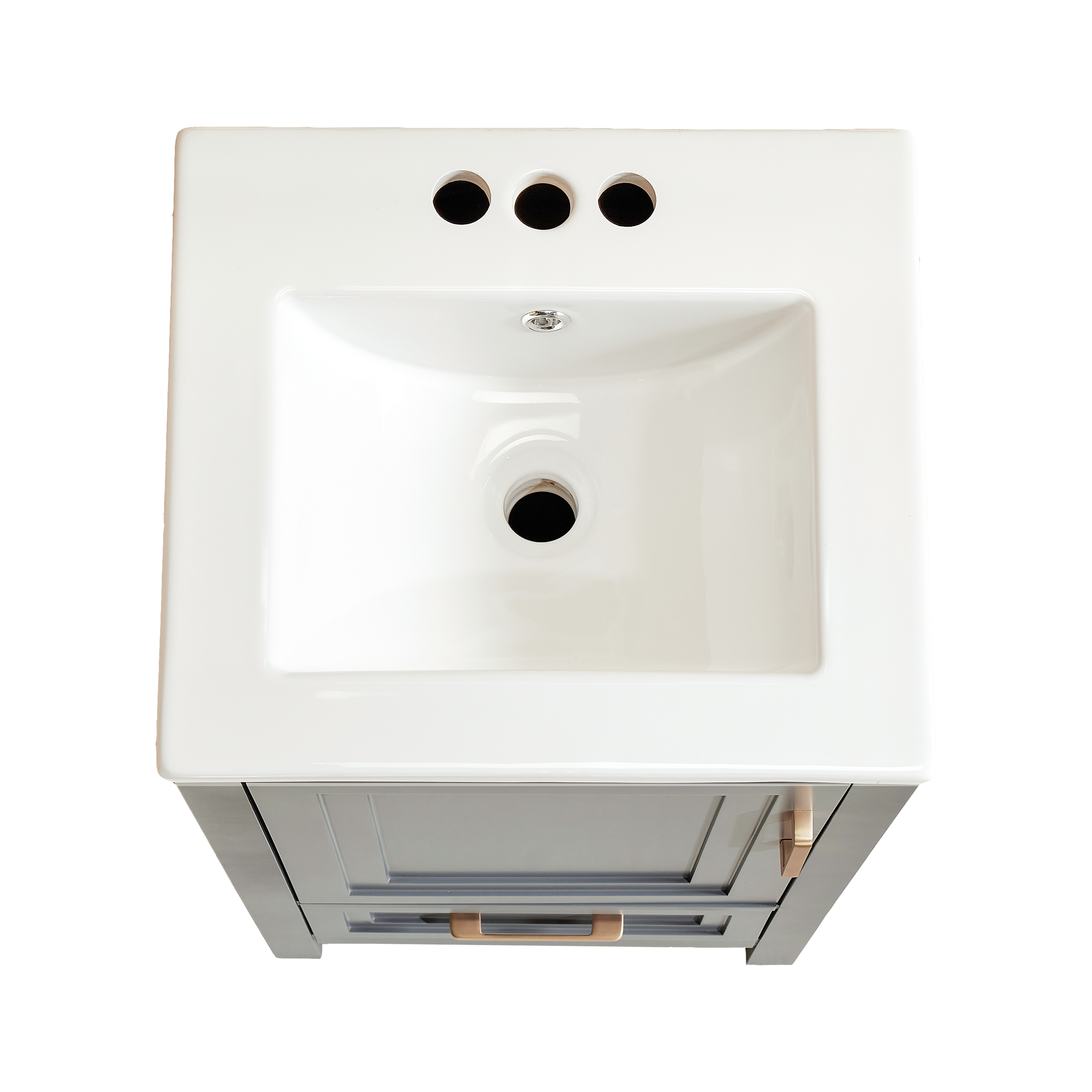 Waverley Hill  18 in. Undermount Single Sink Freestanding Light Gray/ Pale White Bath Vanity with White Refined Carrara Artificial Marble Surface