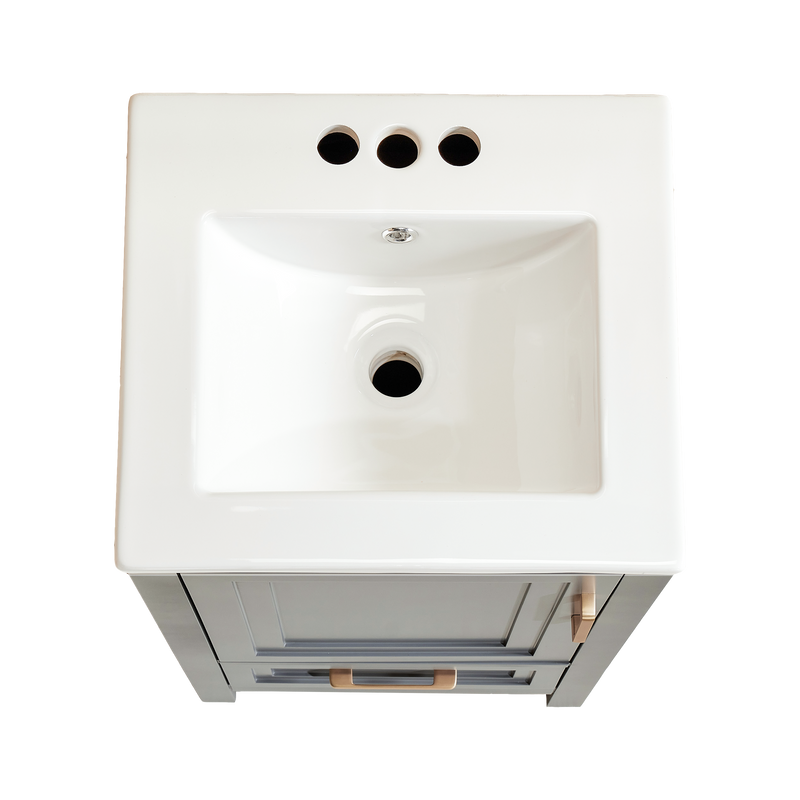 Waverley Hill  18 in. Undermount Single Sink Freestanding Light Gray/ Pale White Bath Vanity with White Refined Carrara Artificial Marble Surface