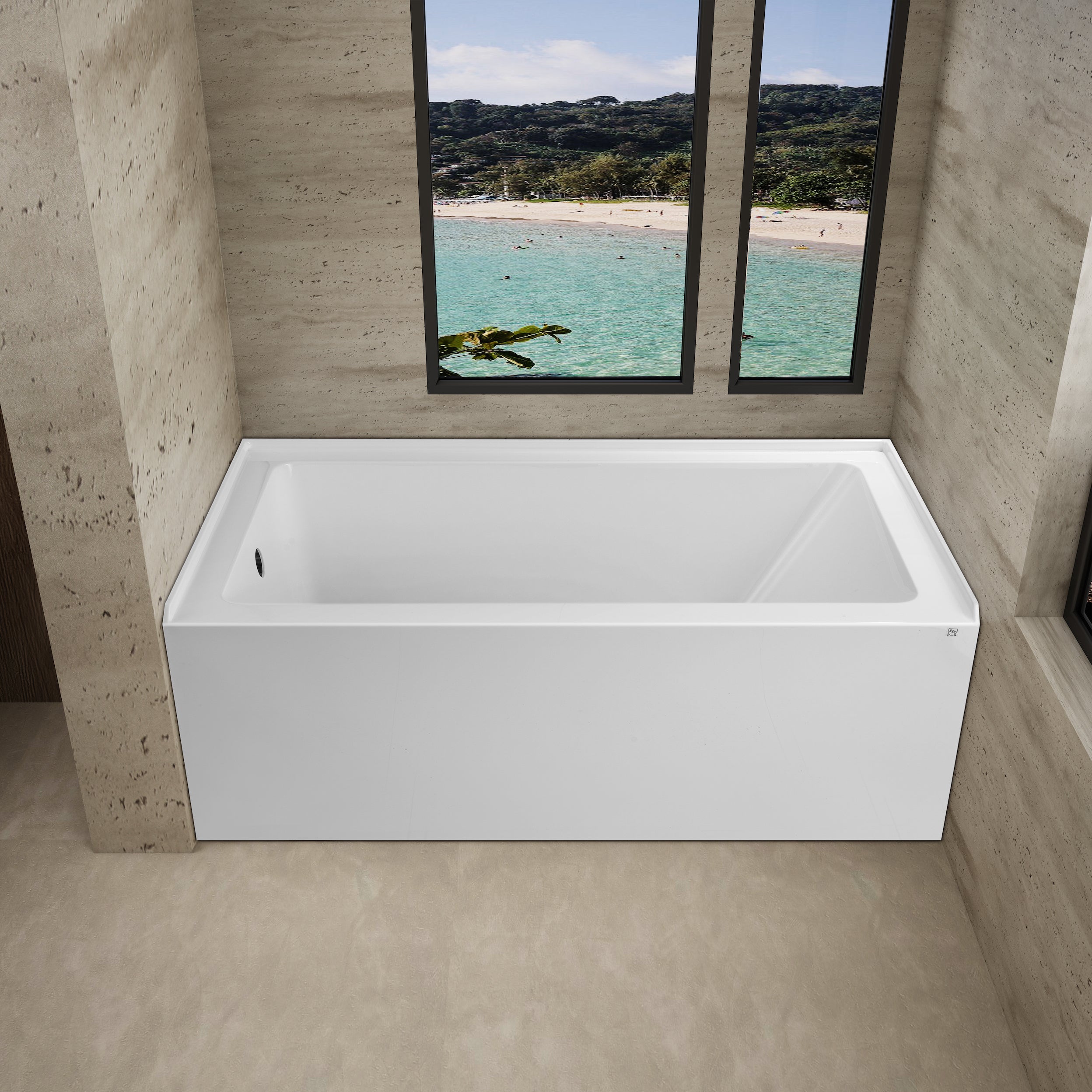 Velora 54 in. x 32 in. Alcove Acrylic Rectangular Apron Front Soaking Bathtub with Left/Right Drain