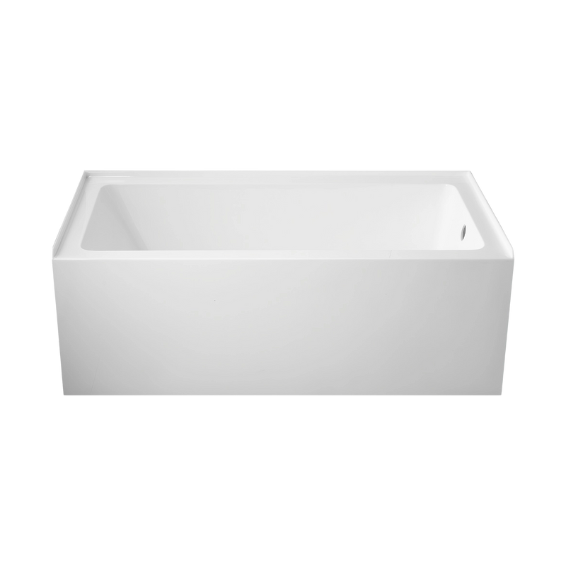 Aqua 60 in.  x 30 in. Acrylic Alcove Rectangular Deep Soaking Apron Front Soaking Bathtub with Left/Right Drain