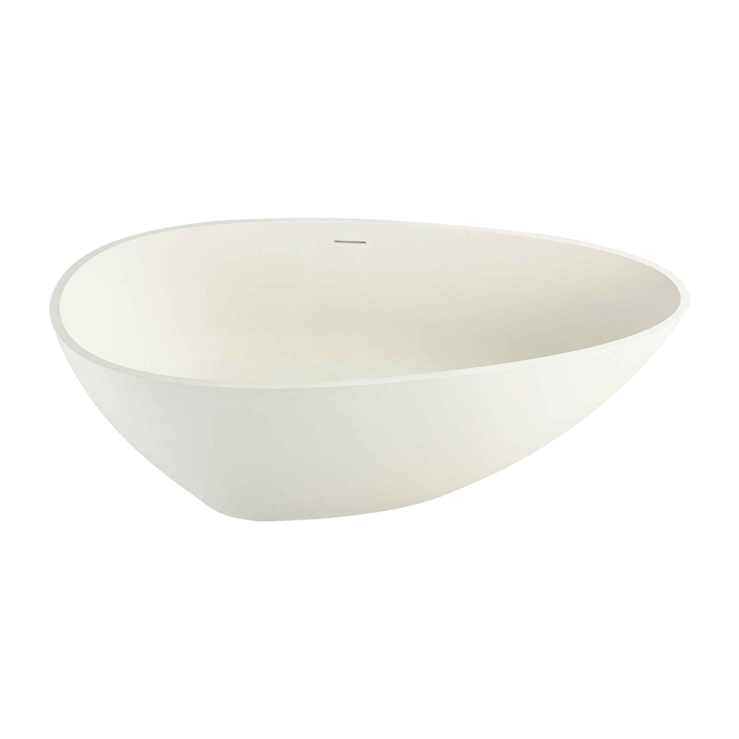 Auroba 67 in. x 33 in. Solid Surface Resin Stone Flatbottom Oval Freestanding Bathtub in Matte White
