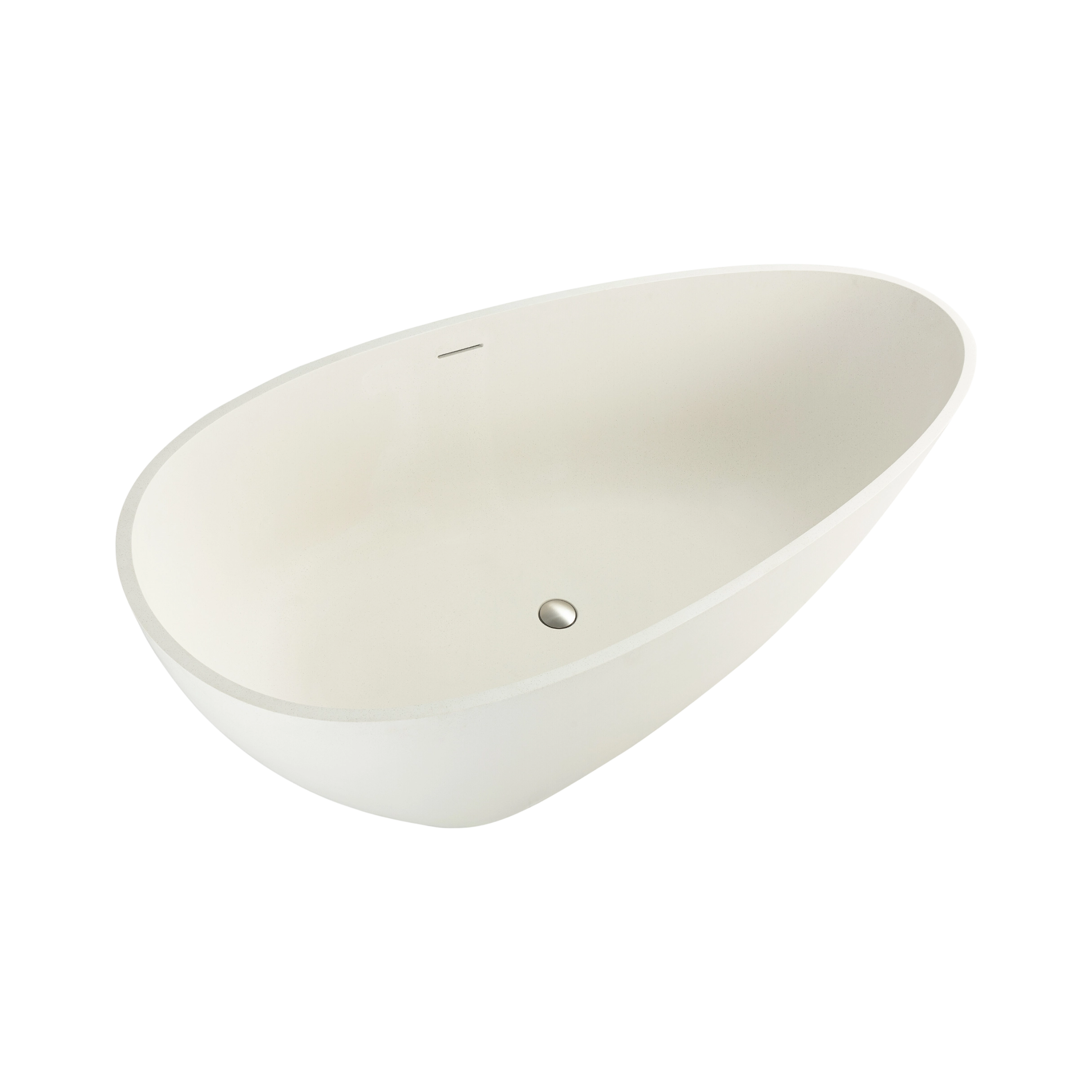 Auroba 67 in. x 33 in. Solid Surface Resin Stone Flatbottom Oval Freestanding Bathtub in Matte White