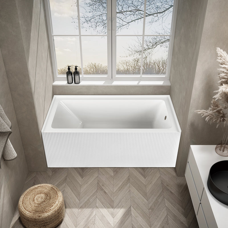 Bliss 60 in. x 32 in. Alcove Acrylic Rectangular Apron Front Soaking Bathtub with Left/Right Drain Hole