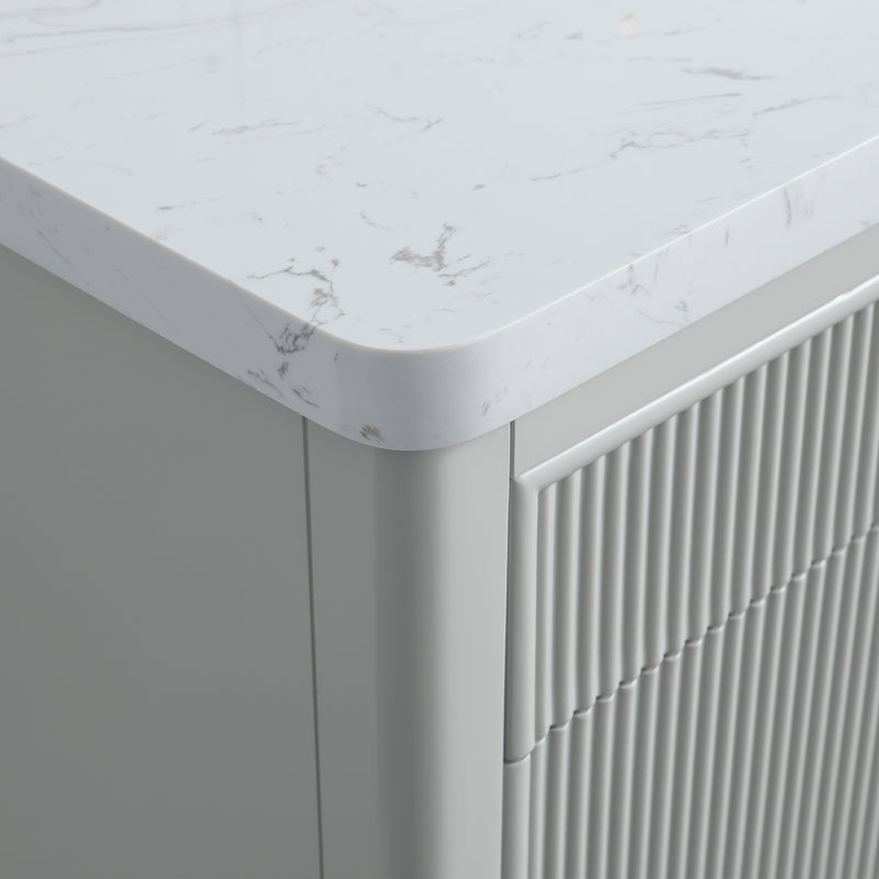 ANDREA 36 in. Pale Grey/Pine Green Free Standing White Undermount Single Sink Bath Vanity with Carrara Artificial Marble Top