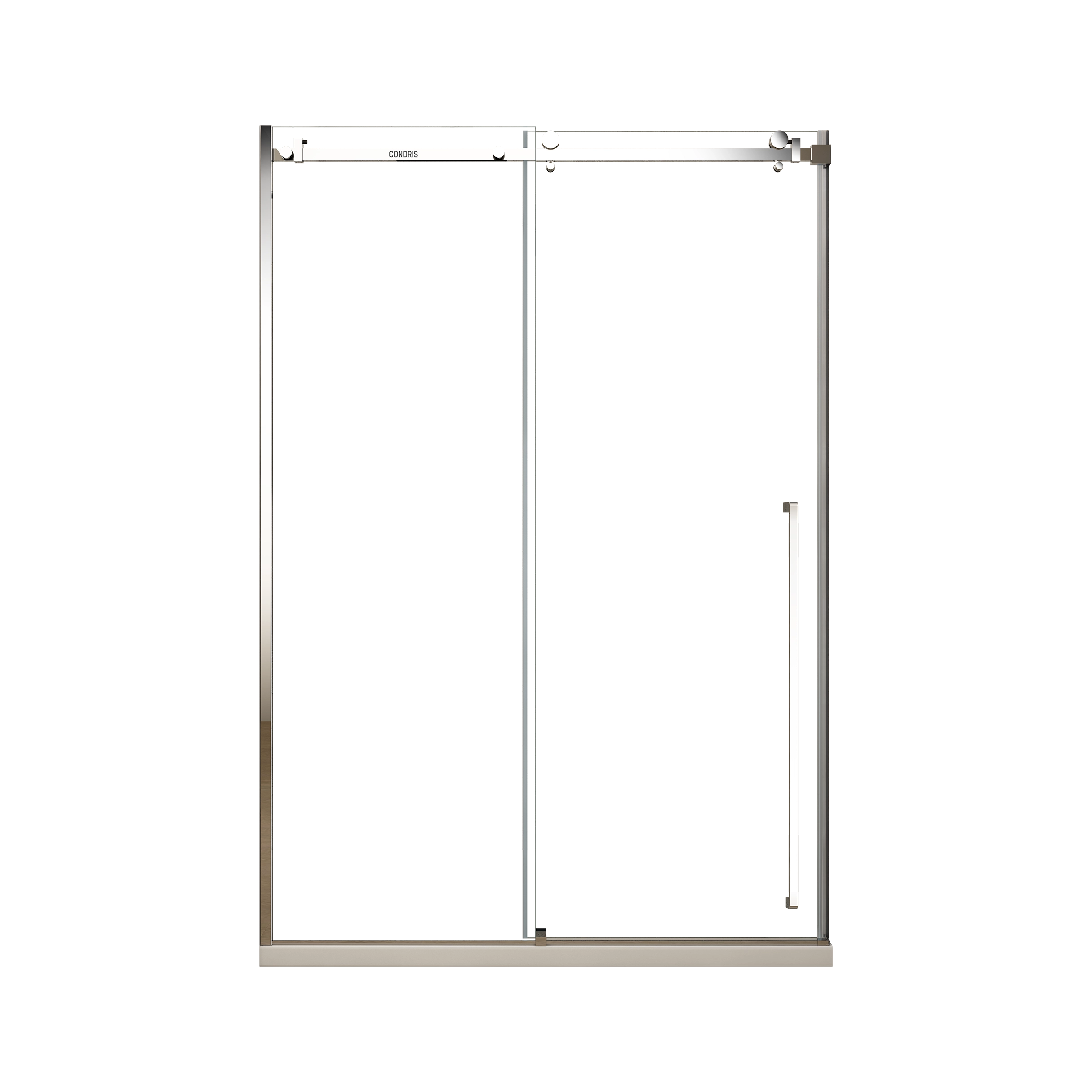 Elo 60 in. W x 78 in. H Frameless Sliding Shower Door in Stainless Steel in 5/16 in. (8 mm) Clear Glass