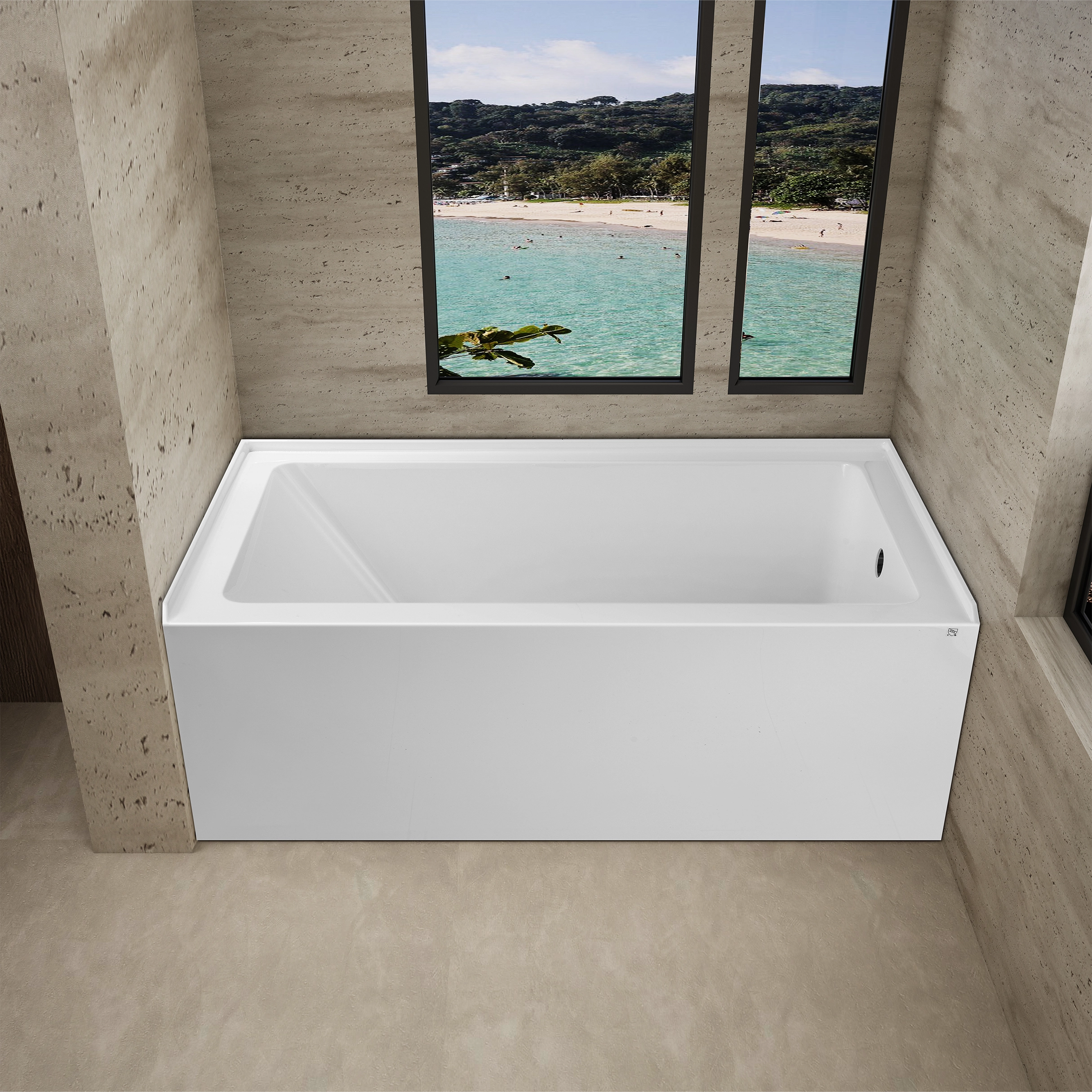 Velora 54 in. x 32 in. Alcove Acrylic Rectangular Apron Front Soaking Bathtub with Left/Right Drain